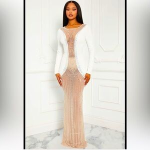 COPY - Embellished max dress , long sleeves. rhinestone, Chrystal